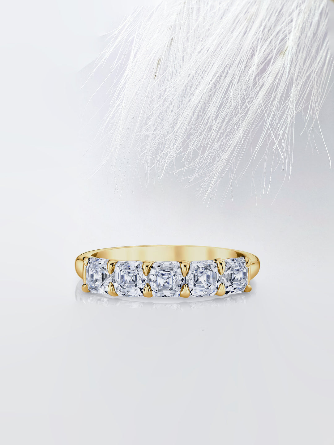 Asscher FG-VS1 Lab Grown Diamond Five Stone Wedding Band