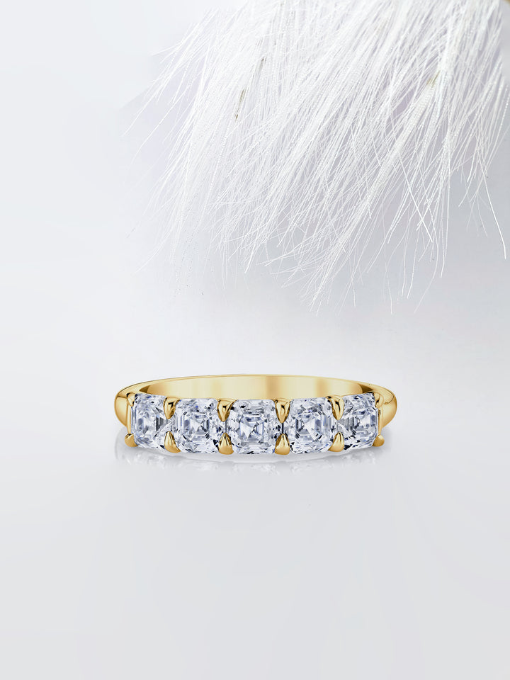 Asscher FG-VS1 Lab Grown Diamond Five Stone Wedding Band