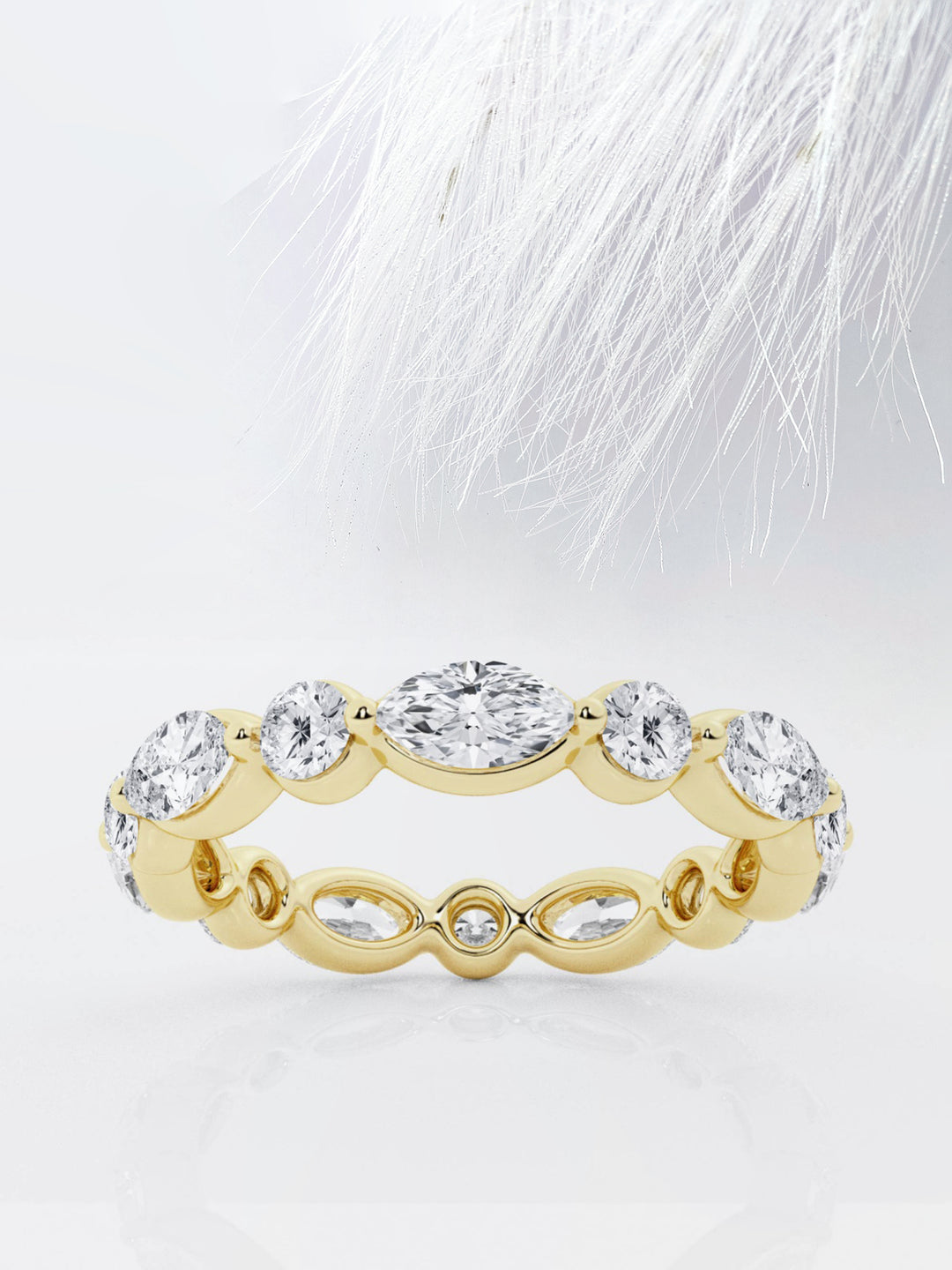 Marquise & Round FG-VS2 Lab Grown Diamond Floating Wedding Band