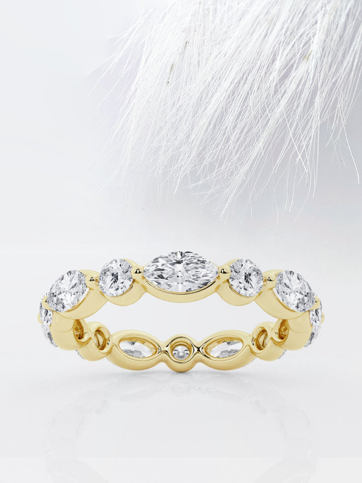 Marquise & Round FG-VS2 Lab Grown Diamond Floating Wedding Band