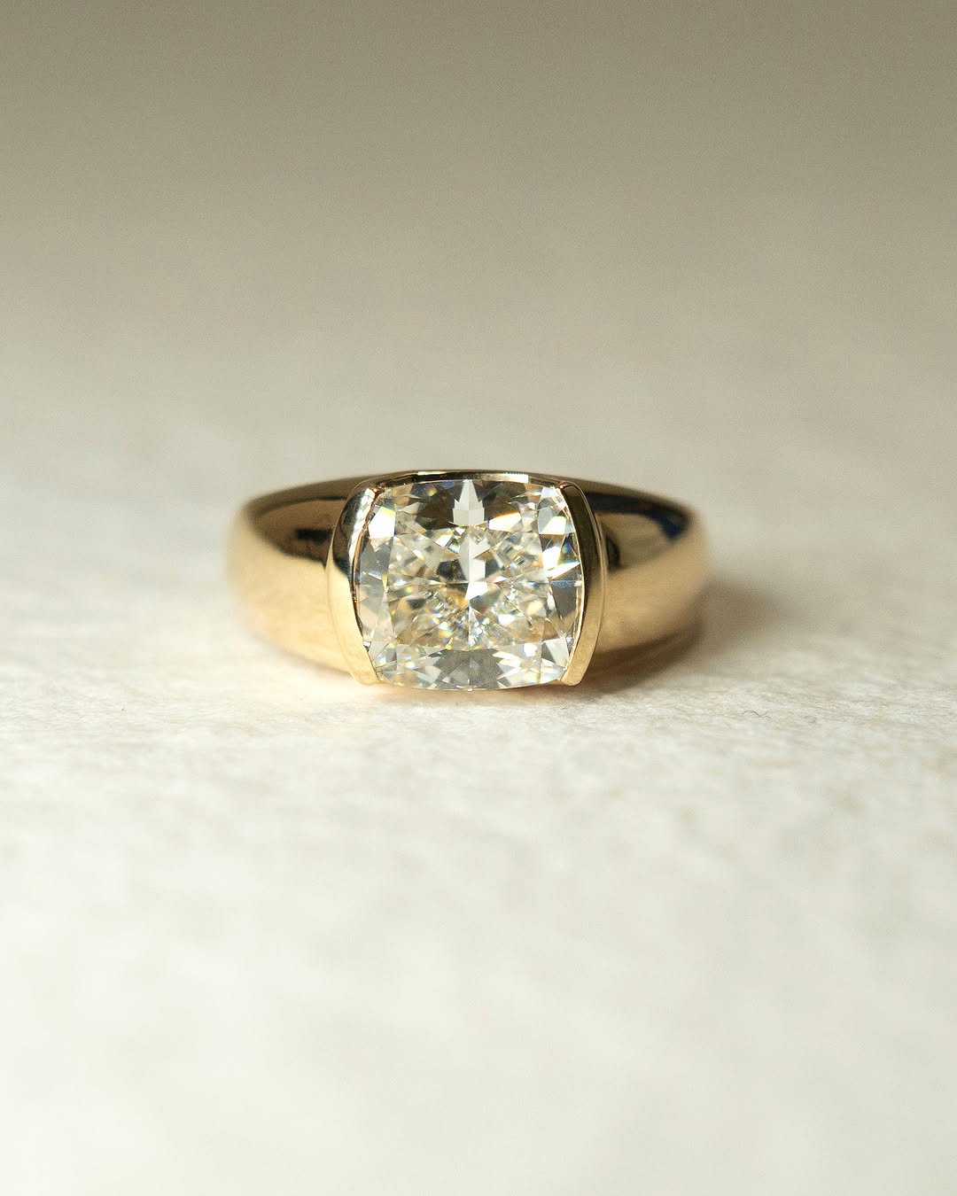 1.50 -3.80 CT Cushion Cut Lab Grown Diamond Bezel Engagement Ring