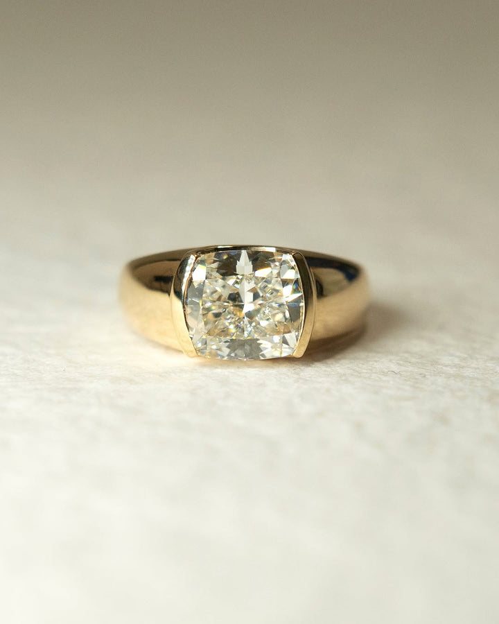 1.50 -3.80 CT Cushion Cut Lab Grown Diamond Bezel Engagement Ring