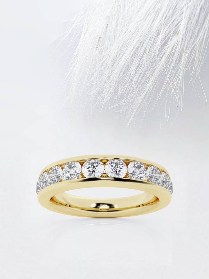 Round FG-VS2 Lab Grown Channel Set Half Eternity Wedding Band