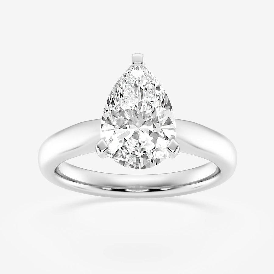 1.0CT Pear Cut Moissanite Solitaire Diamond Engagement Ring