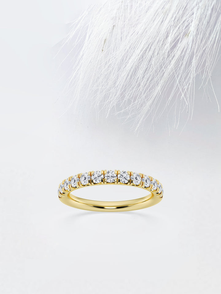 Round FG-VS2 Lab Grown Diamond French Pave Wedding Band