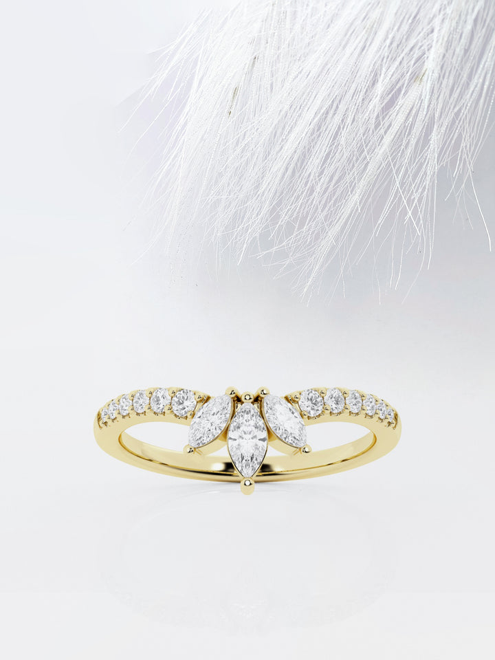 Marquise & Round FG-VS2 Lab Grown Diamond Chevron Wedding Band