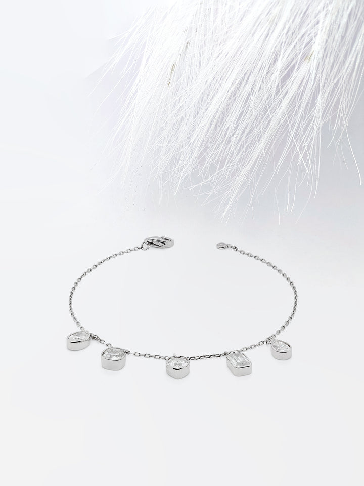 Multi Shape Moissanite Diamond Bezel Set Bracelet In Gold