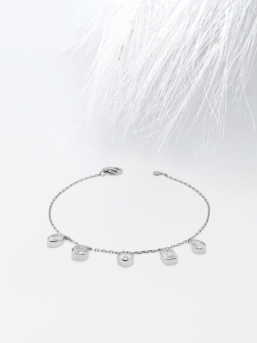 Multi Shape Moissanite Diamond Bezel Set Bracelet In Gold
