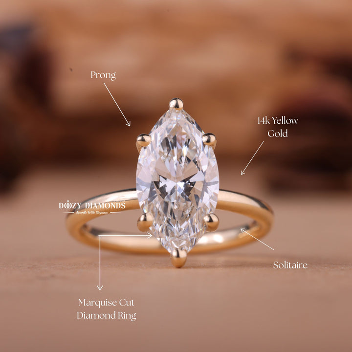 1.0CT-3.0CT Marquise F/VS1 Lab Grown Diamond Solitaire Engagement Ring