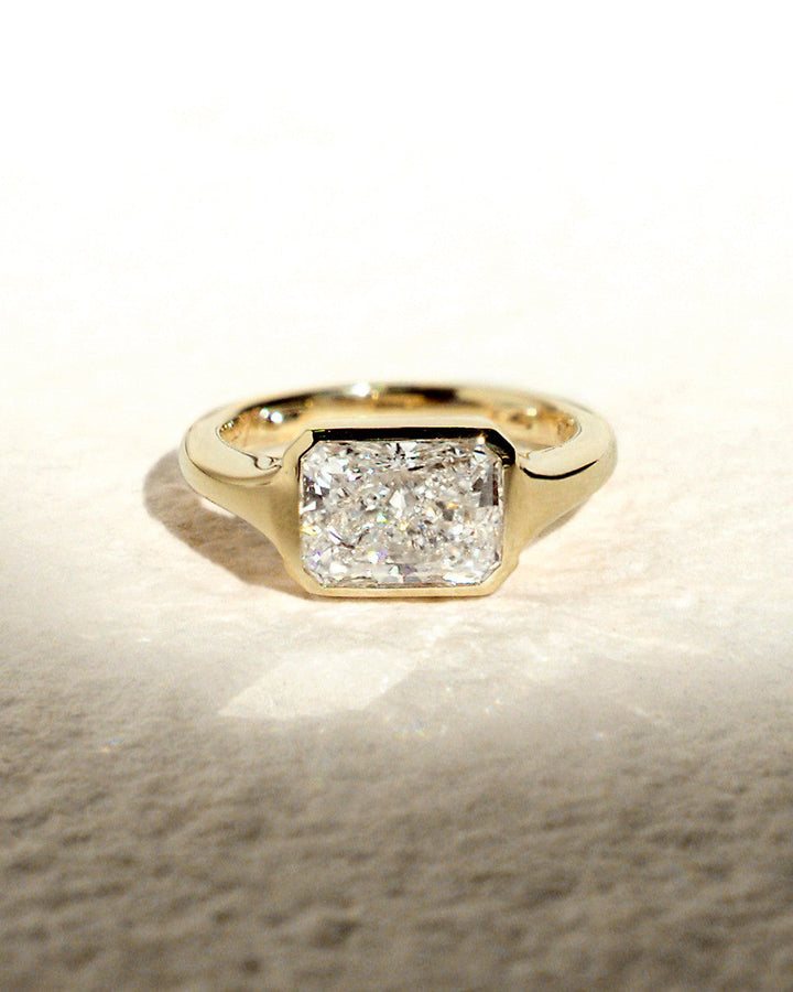 1.0 -3.0 CT Radiant Cut Lab Grown Diamond Bezel Engagement Ring