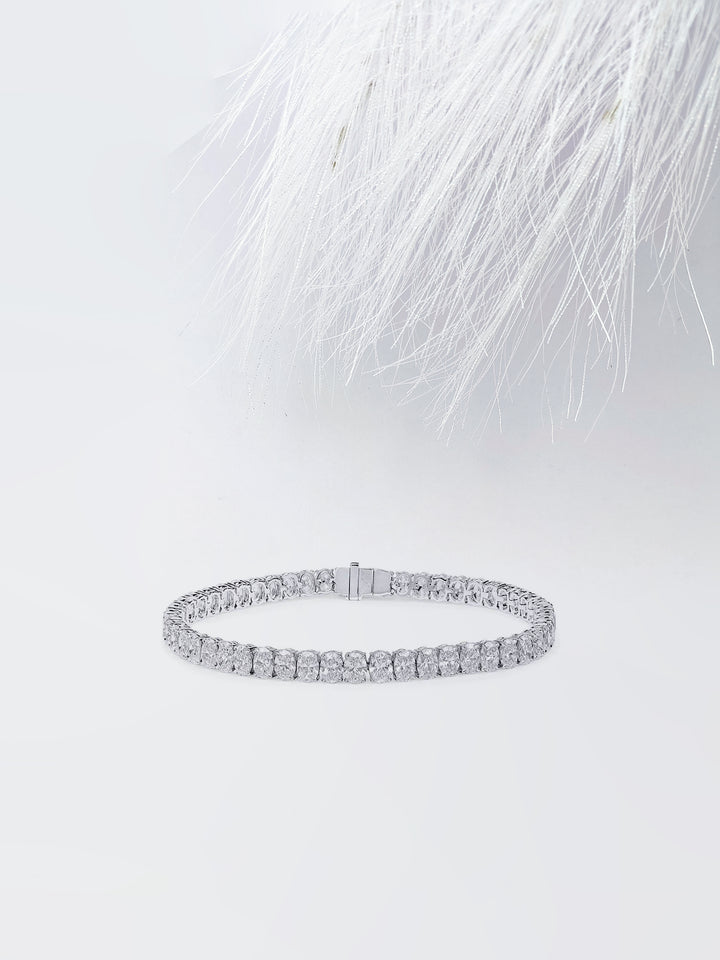 Oval cut Moissanite Diamond Tennis Bracelet In White Gold