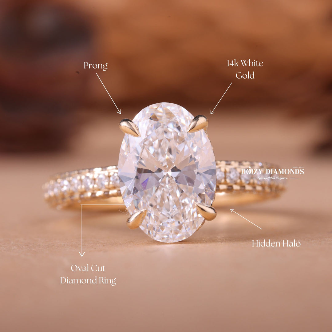 2.50CT-3.50CT Oval F/VS1 Diamond Hidden Halo Engagement Ring