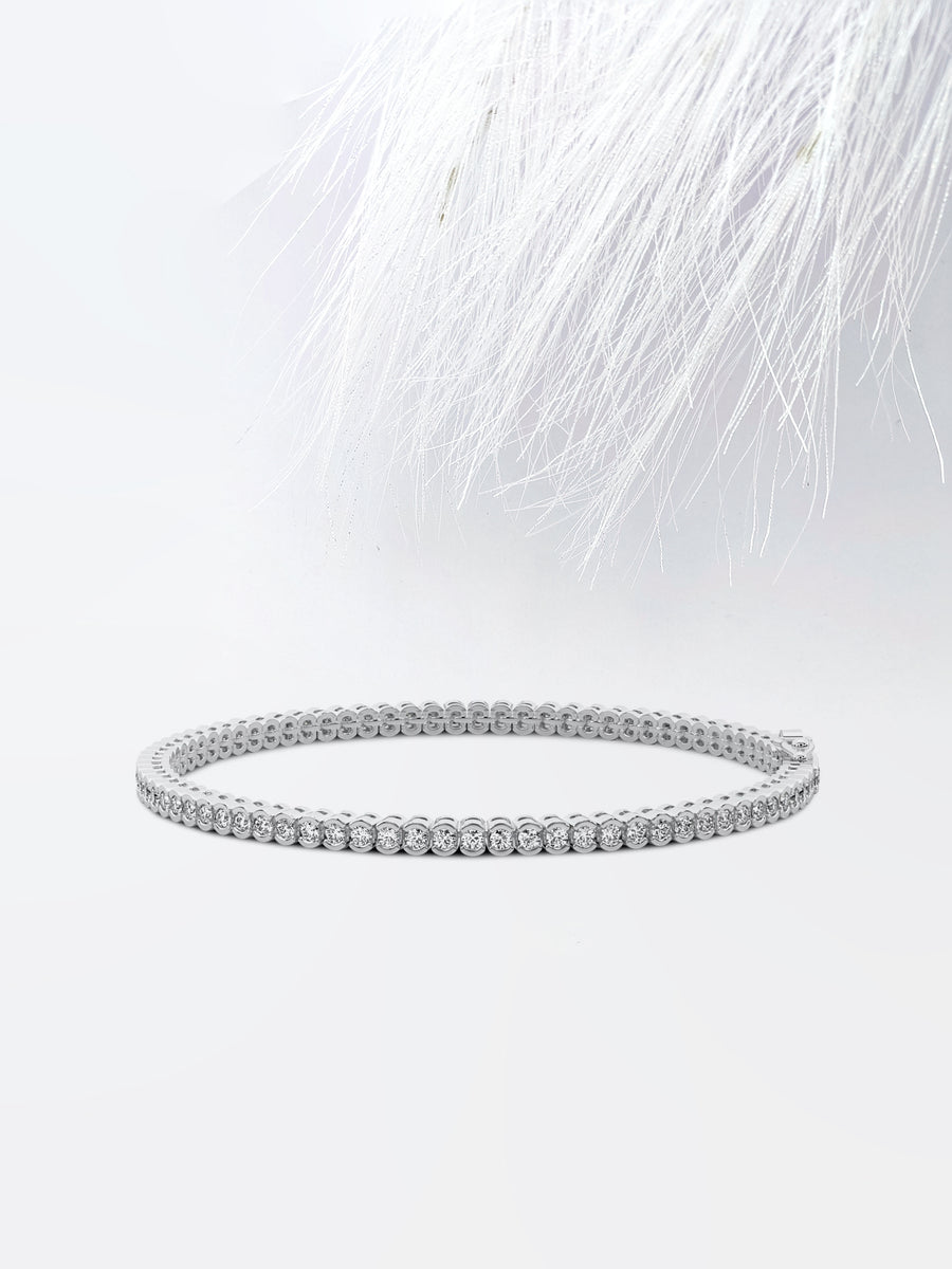 Round Cut Moissanite Diamond Bezel Set Tennis Bracelet