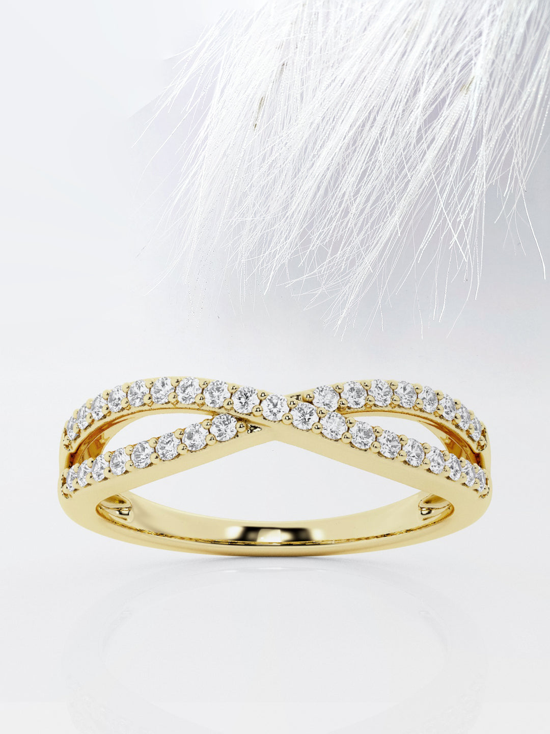 Round FG-VS2 Lab Grown Diamond Crossover Wedding Band