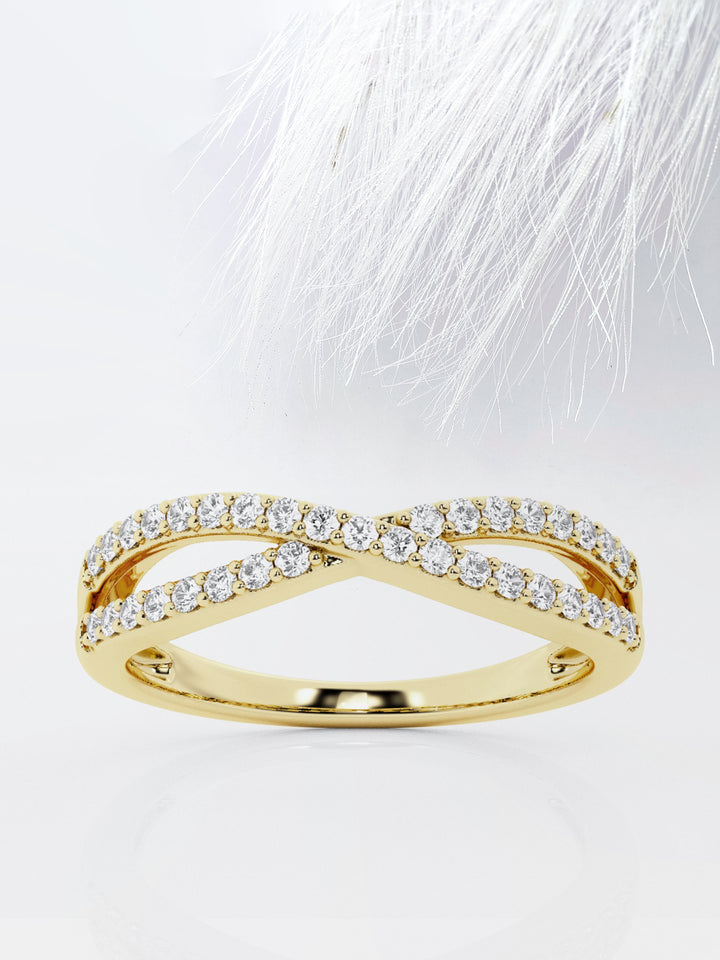 Round FG-VS2 Lab Grown Diamond Crossover Wedding Band