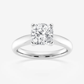 1.0CT Cushion Cut Moissanite Diamond Cathedral Solitaire Engagement Ring