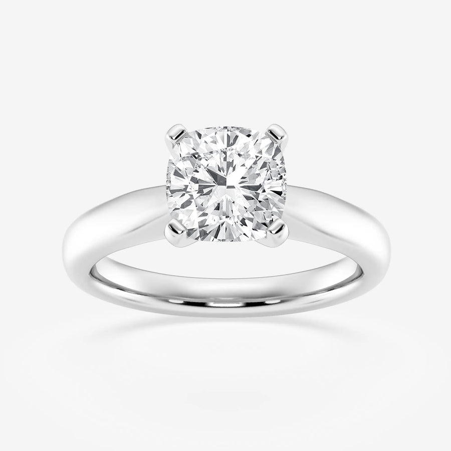 1.0CT Cushion Cut Moissanite Diamond Cathedral Solitaire Engagement Ring