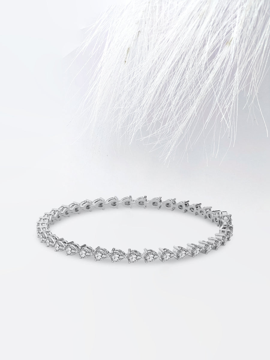 Pear Cut Moissanite Diamond Tennis Bracelet For Women