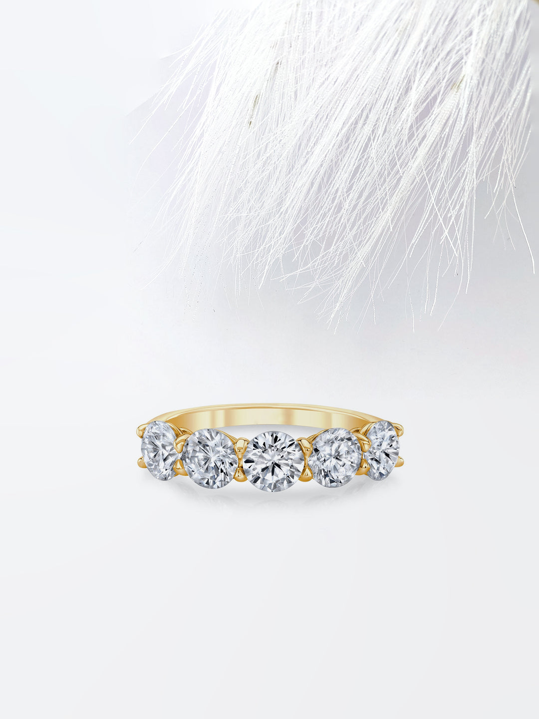 Round FG-VS1 Lab Grown Diamond Five Stone Wedding Band