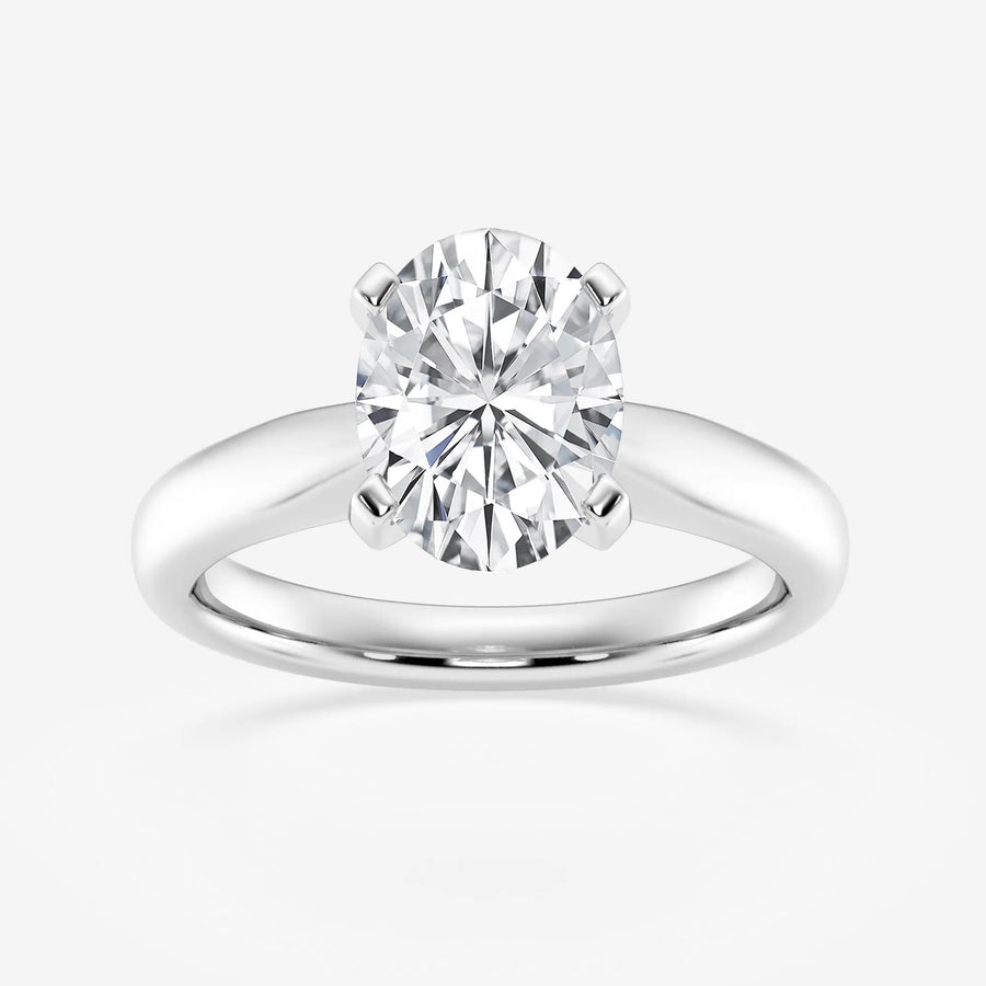 1.0 CT Oval Cut Moissanite Cathedral Set Solitaire Engagement Ring