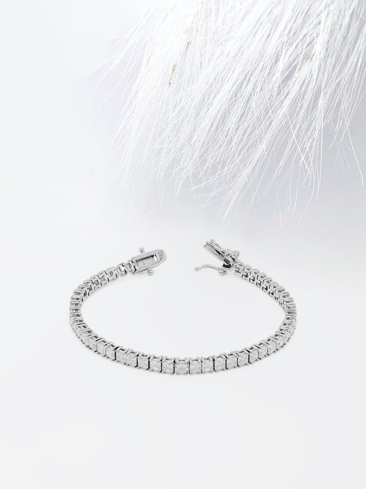 Princess cut Moissanite Diamond Tennis Bracelet In 14K White Gold