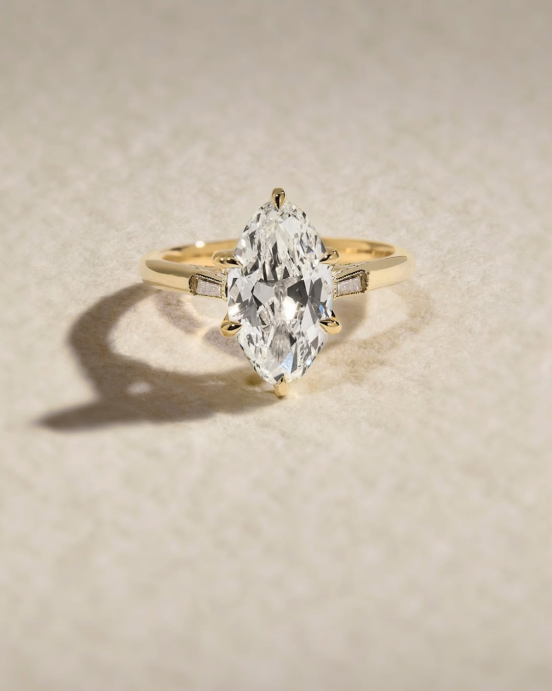 2.0 -4.0 CT Marquise Cut Lab Grown Diamond Three Stone Engagement Ring