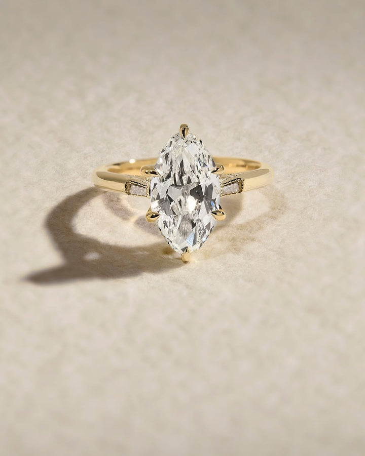 2.0 -4.0 CT Marquise Cut Lab Grown Diamond Three Stone Engagement Ring