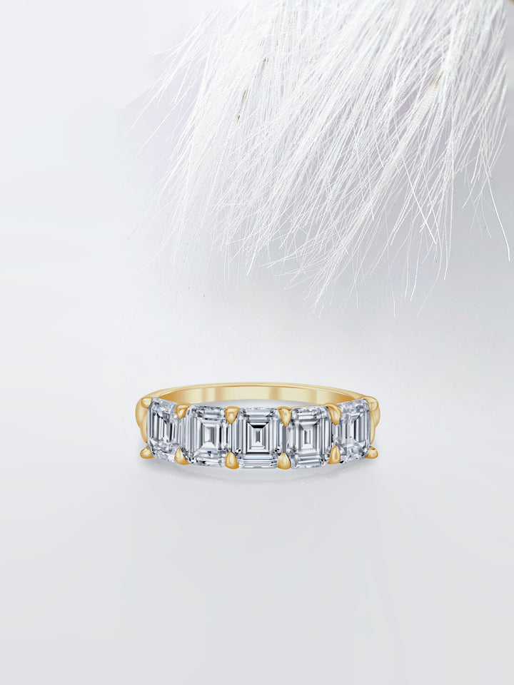 Emerald FG-VS1 Lab Grown Diamond Five Stone Wedding Band