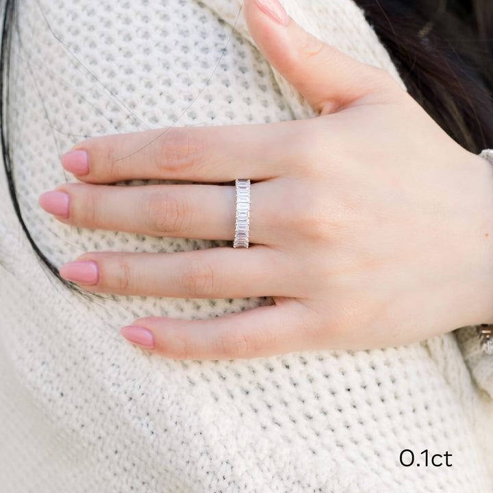 Baguette Cut DE-VS1 Lab Grown Diamond Full Eternity Wedding Band For Women