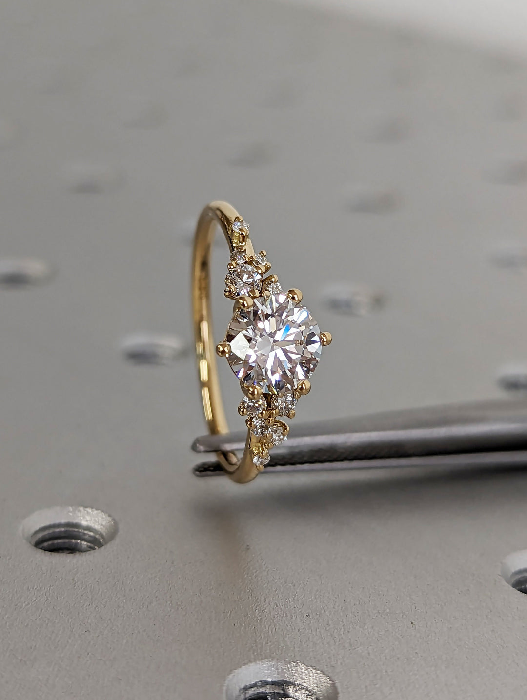 1.0CT Round Cut Zig Zag Cluster Lab Grown Diamond Engagement Ring