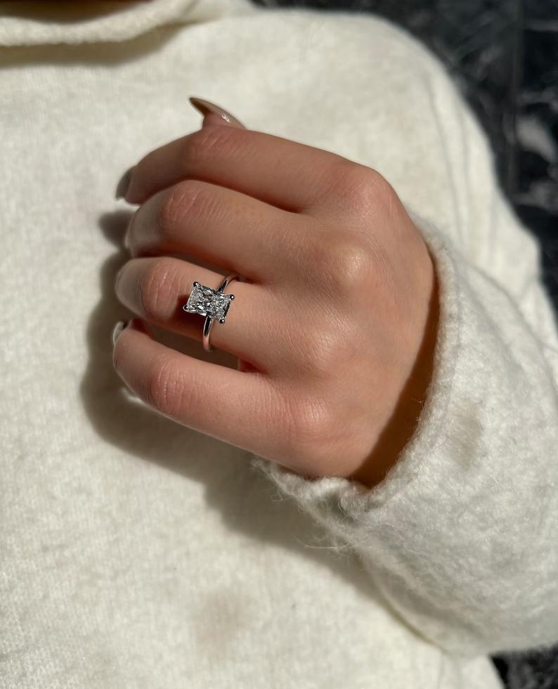 Radiant vintage engagement ring, Radiant classic engagement ring, Radiant modern engagement ring, Radiant three-stone engagement ring, Radiant side stone engagement ring, 