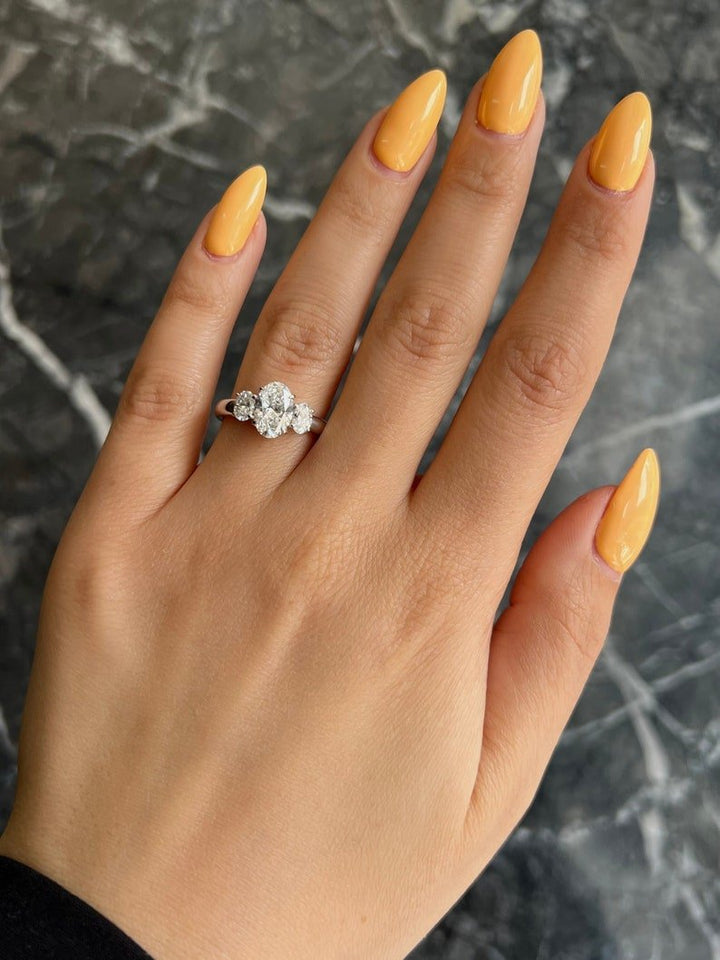 CT Oval Three Stones CVD E/VS2 Diamond Engagement Ring – Doozy