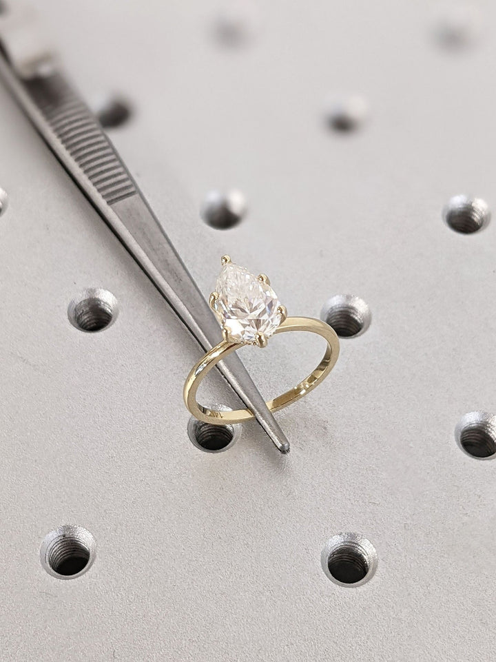 Women's 2.50CT pear cut hidden halo diamond ring