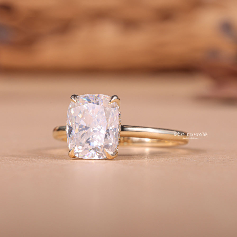 1.50CT - 2.50CT Cushion F/VS2 Lab Grown Diamond Hidden Halo Engagement Ring - Doozy Diamonds