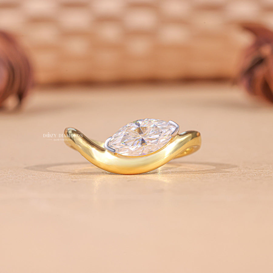 1.50CT - 2.50CT Marquise Cut F/VS1 Lab Grown Diamond Wave Engagement Ring - Doozy Diamonds