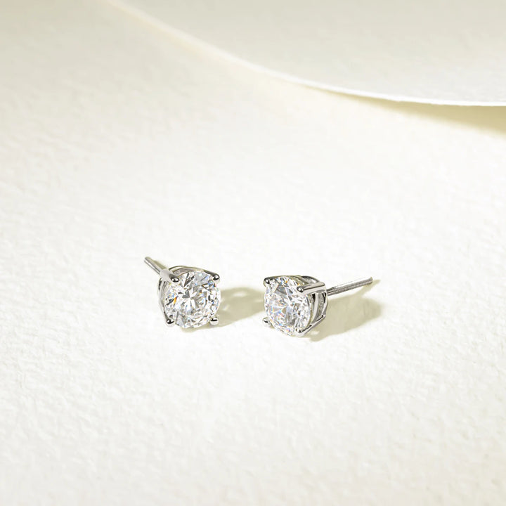 1ct Round Cut Moissanite Diamond Solitaire Stud Earrings