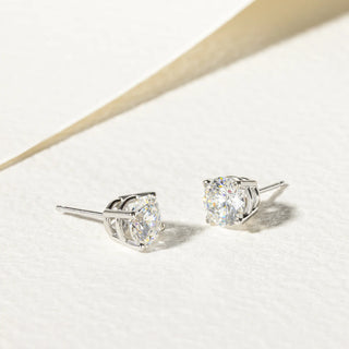 1ct Round Cut Moissanite Diamond Solitaire Stud Earrings