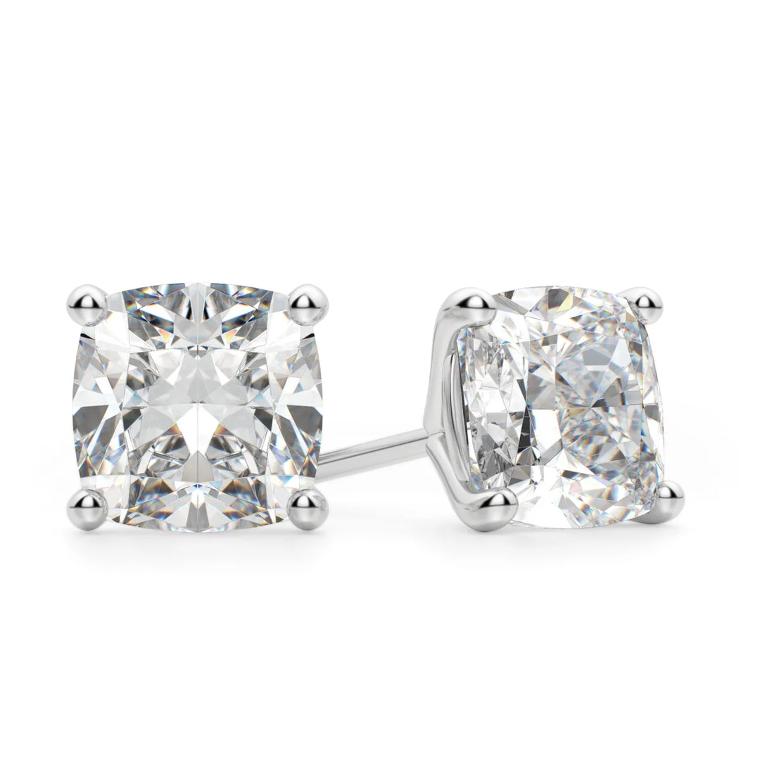2ct Cushion Cut Moissanite Diamond Solitaire Stud Earrings