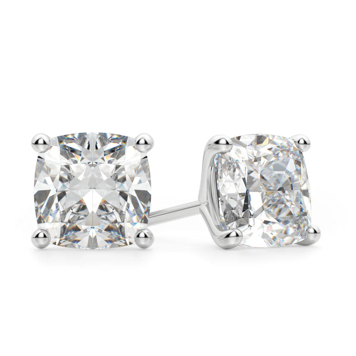 2ct Cushion Cut Moissanite Diamond Solitaire Stud Earrings