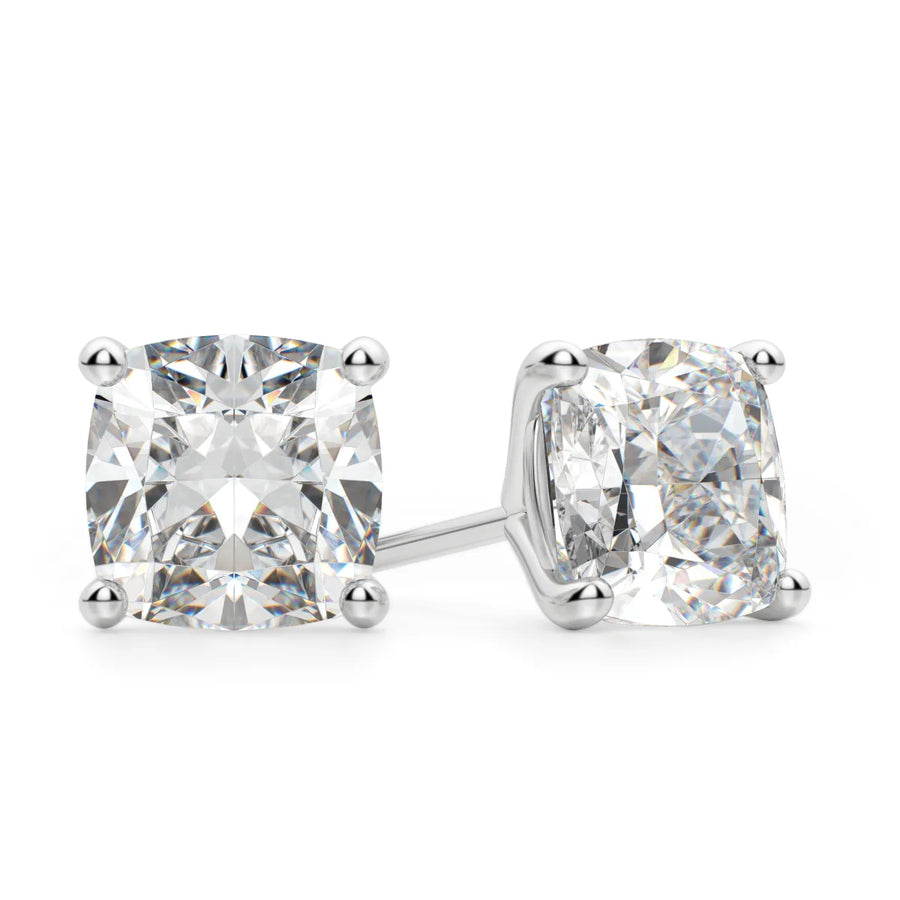 2ct Cushion Cut Moissanite Diamond Solitaire Stud Earrings