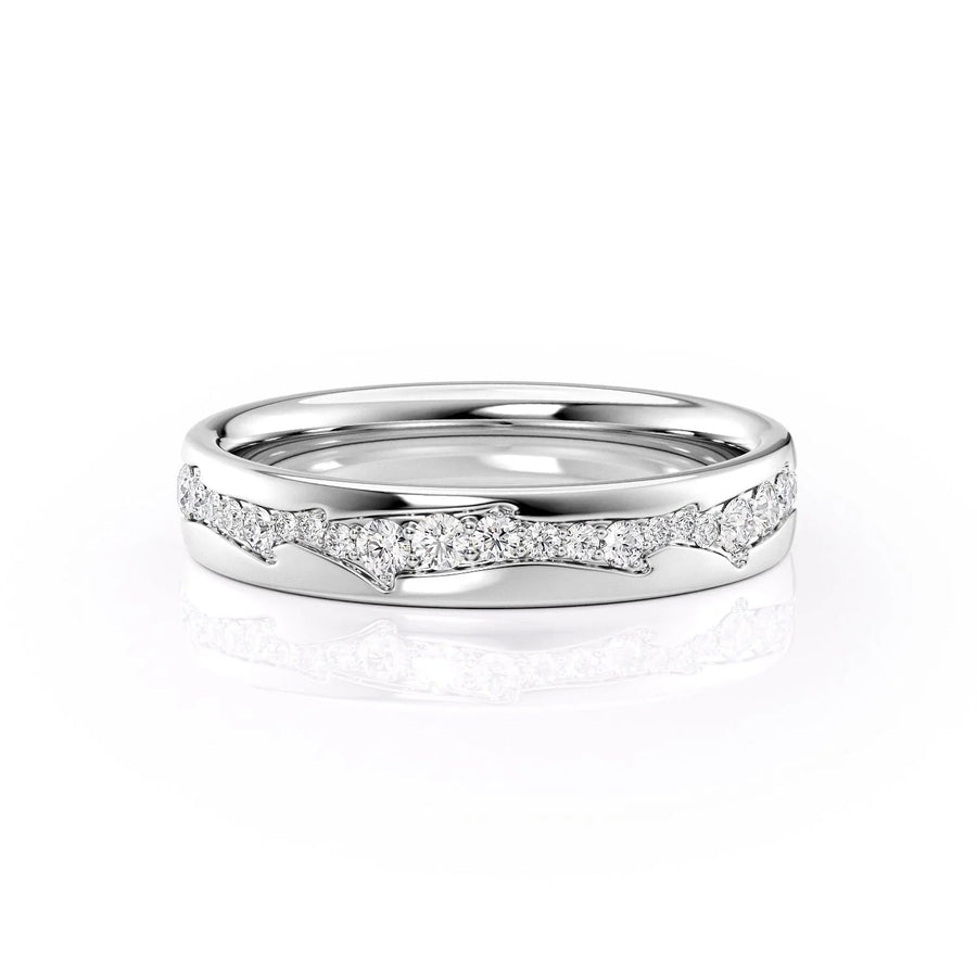 4mm Round Cut Moissanite Twig Cigar Men's Wedding Band