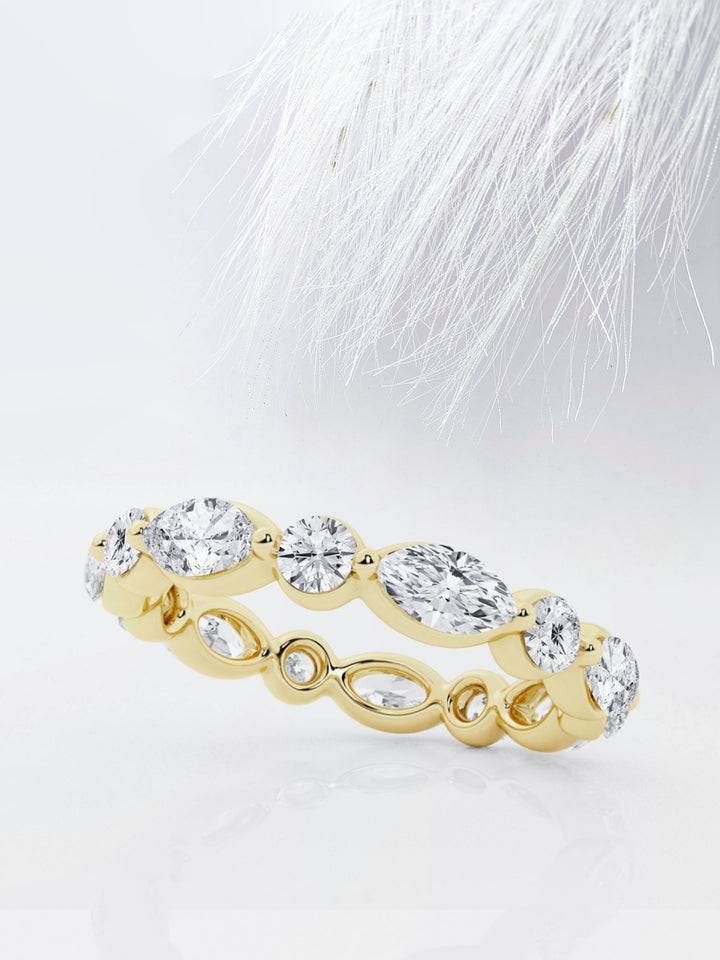 Marquise & Round FG-VS2 Lab Grown Diamond Floating Wedding Band