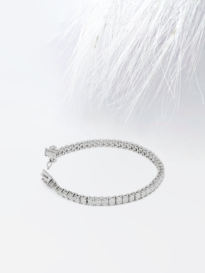 Princess cut Moissanite Diamond Tennis Bracelet In 14K White Gold