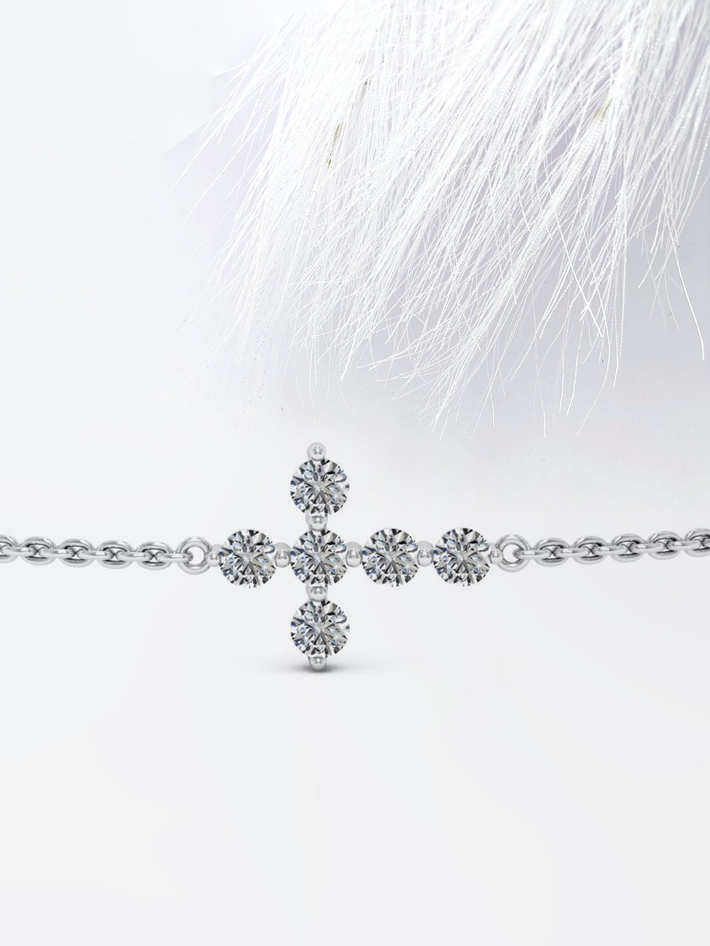Round Cut Moissanite Diamond Cross Bracelet For Women