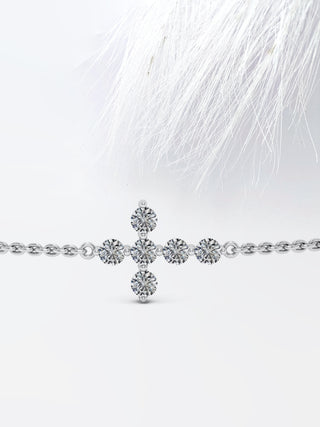 Round Cut Moissanite Diamond Cross Bracelet For Women