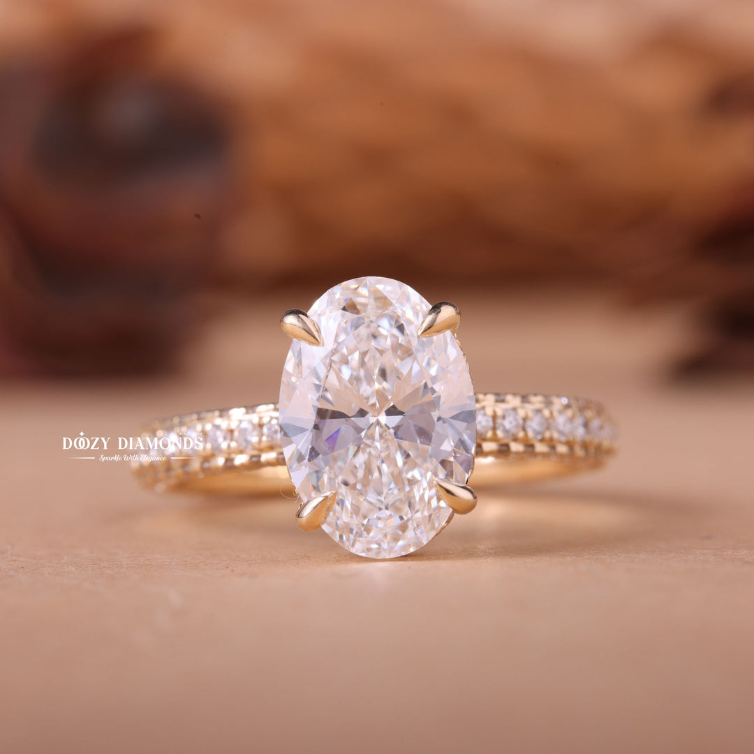 2.50CT-3.50CT Oval F/VS1 Diamond Hidden Halo Engagement Ring
