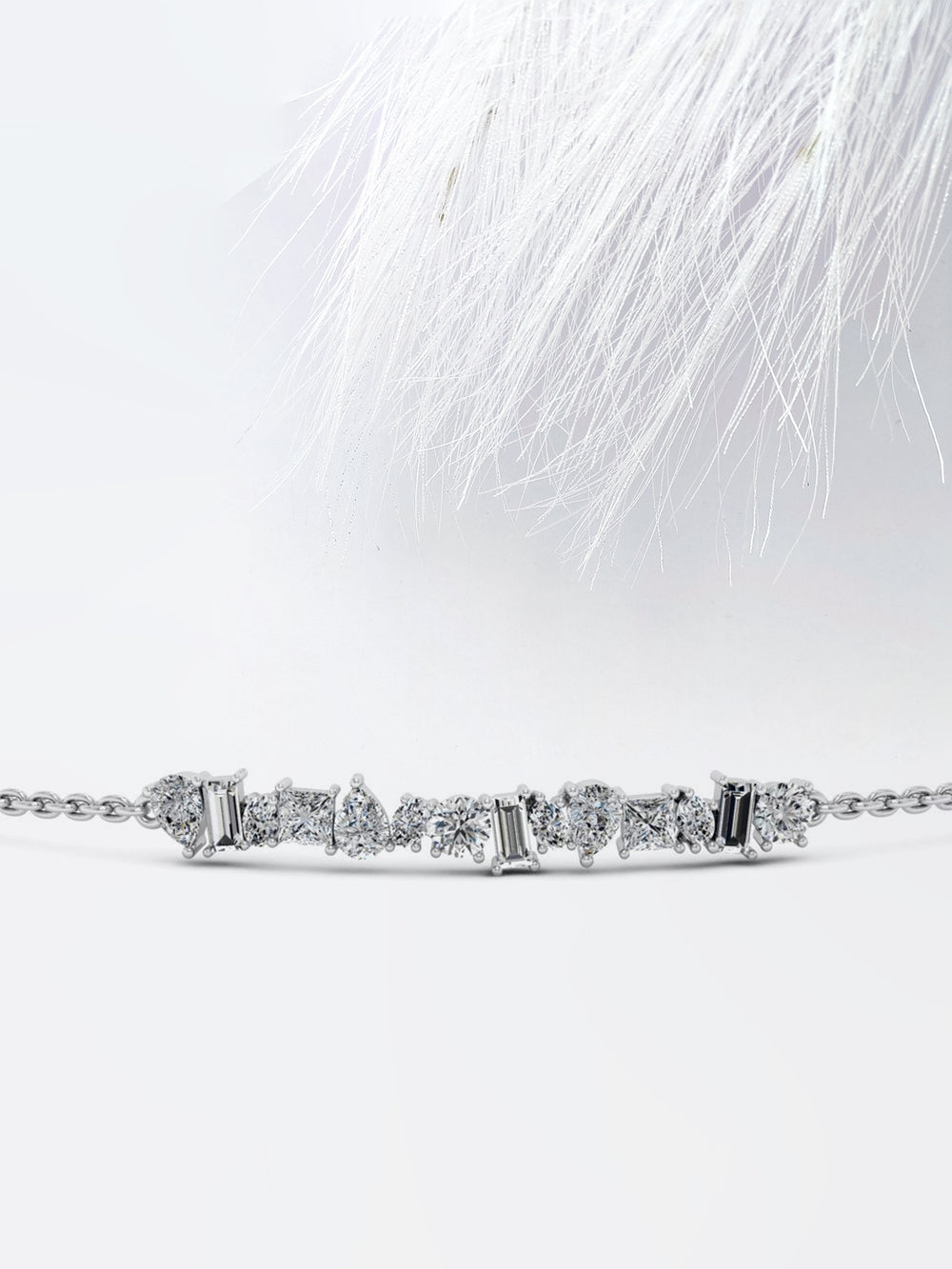 Multi Shape Moissanite Diamond Cluster Bracelet In White Gold