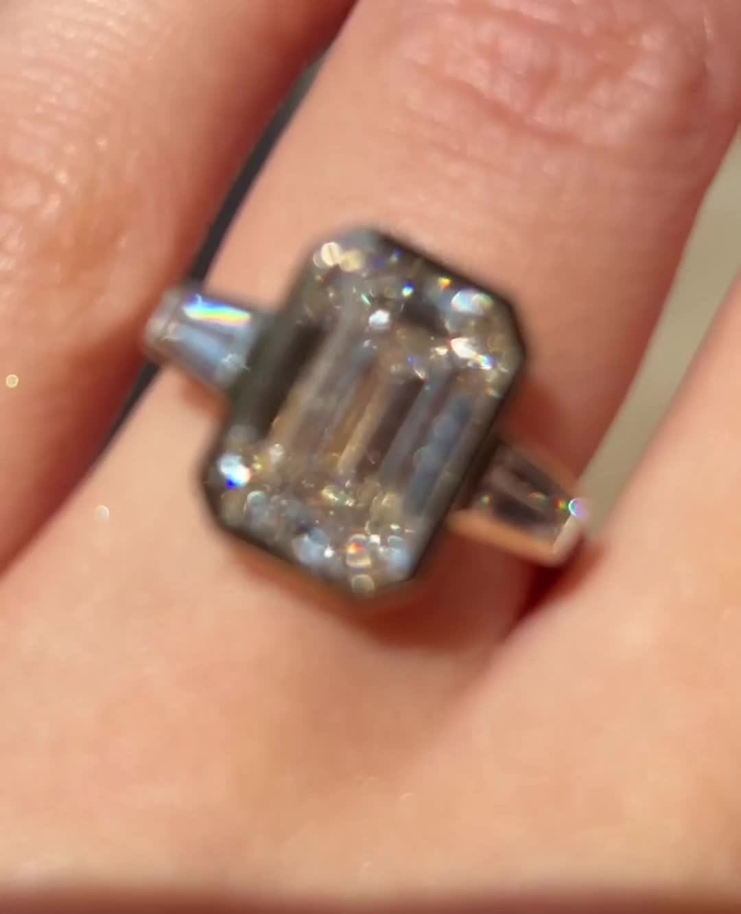 2.0-4.0 CT Emerald Cut Lab Grown Diamond Bezel Engagement Ring