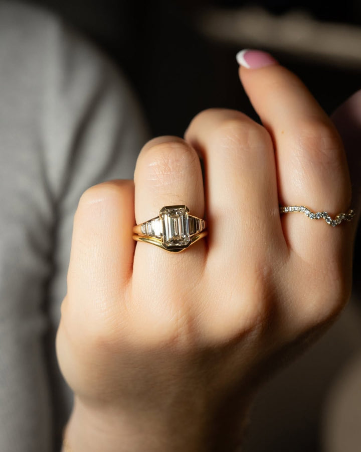 1.0 -3.0 CT Emerald Cut Lab Grown Diamond Seven Stone Engagement Ring