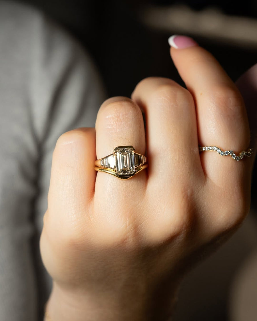 1.0 - 3.0 CT Emerald Cut Lab Grown Diamond Seven Stone Engagement Ring - Doozy Diamonds